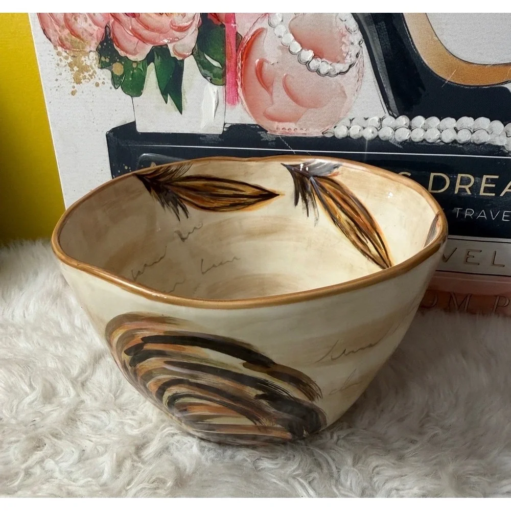 Tabletops Gallery Romalo Rooster Ceramic Bowls Set of 2 Hand Painted Farmhouse